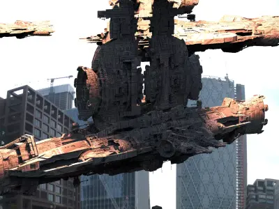 Alien Gunships Kitbash 5 Models  3D model