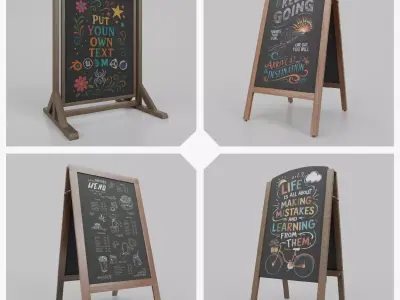 Customizable Artisan Chalkboard Signs 3D Model Pack