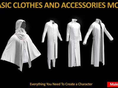 62 BASIC CLOTHES AND ACCESSORIES MODELS Low-poly 3D model