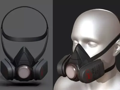 Gas mask protection futuristic technology armor  Low-poly 3D model