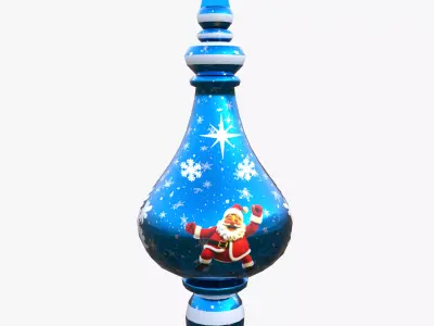 Charming Santa Holiday Blue Bauble 3D Model  PBR Ready Low-poly 3D model