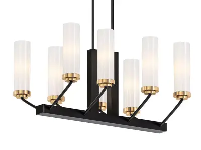 Modern 8 six light chandelier gold 3D model