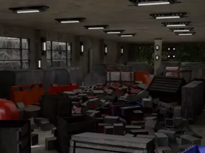 Abandoned Building Props - Environment 001 Low-poly 3D model