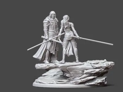 Duellist diorama - 35mm scale 3D print model
