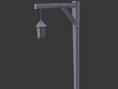 Medieval street lights Low-poly 3D model