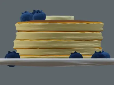 Pancakes With Blueberrys 3D Model Low-poly 3D model