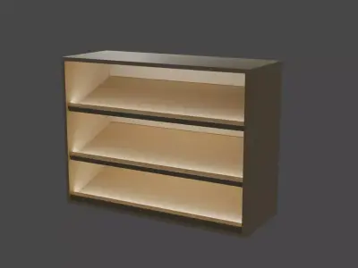 Cupboard wooden shelf with lights Free 3D model