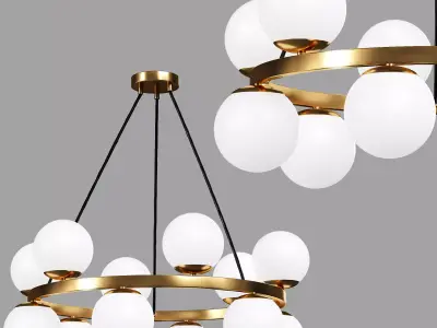 light-20 gold chandelier with balls 3D model
