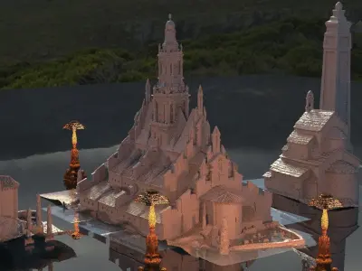 Haunted Halloween Church Kit bash 3D model
