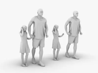 Father and daughter 3D print model