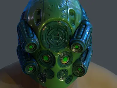 Gas mask helmet scifi Low-poly character art game space  Low-poly 3D model 2