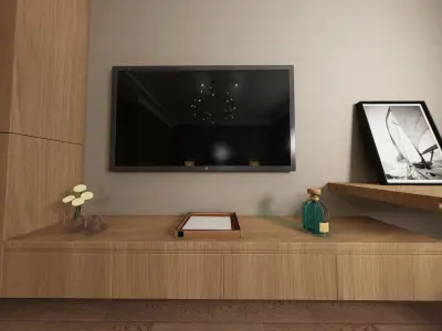 Simple and cozy bedroom Vray 3D model-37 3D model