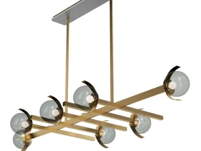 GRETA modern brass chandelier with six glass globes 3D model