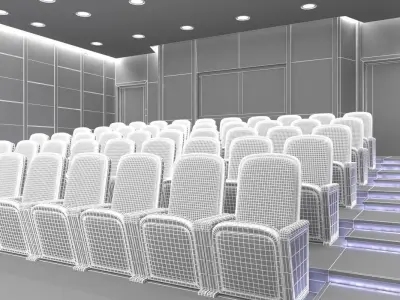Cinema auditorium with seats and steps 3D model