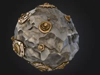 Steampunk Astro Rock Low-poly 3D model