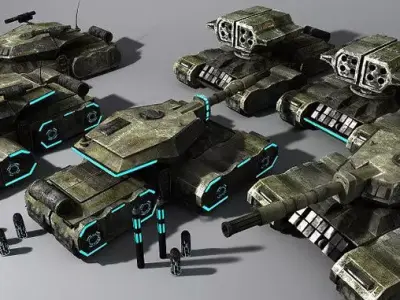 Sci Fi Tanks Low-poly 3D model