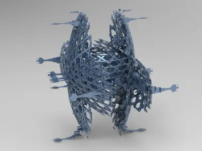 cyberpunk  cliff tower 3 versions  3D model