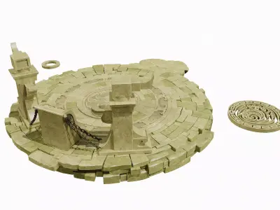 Stylized Ancient Stone Plaza - Game-Ready Ruins Platform 3D model