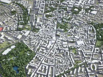 Lund - city Low-poly 3D model