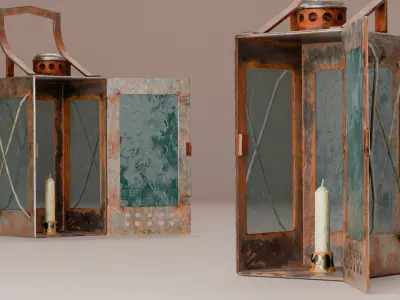 Soviet Railway Candle Lantern PBR Low-poly 3D model