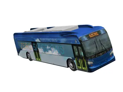 Electric bus New Flyer Xcelsior based low poly 3d model Low-poly 3D model