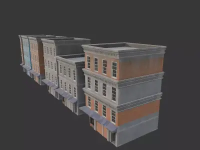 Modular Old Town Apartment Block  Game Ready PBR Buildings Low-poly 3D model