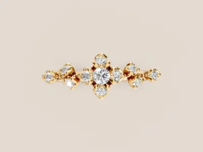 Elegant Gold Ring with Dazzling Diamonds 3D print model