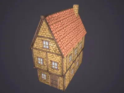 Medieval house Low-poly 3D model 46
