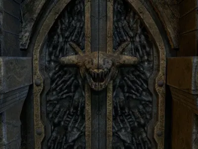 Tomb  Ancient Gate door with animation 3D model