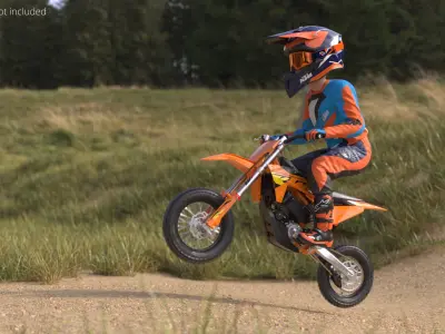 KTM Kids Dirt Bike Airborne Racing Pose 