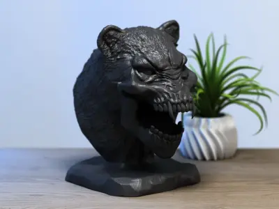 Lion scream skull head Cyborg lion skullhead  3D print model