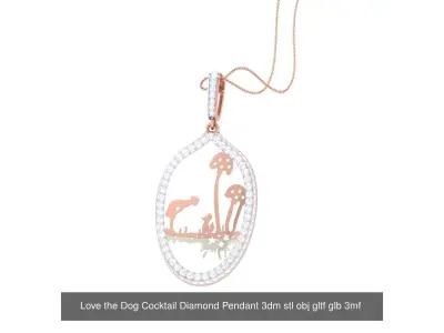13 Dog Charm Necklace Pendant 3dm stl renders details 3D Model Pack