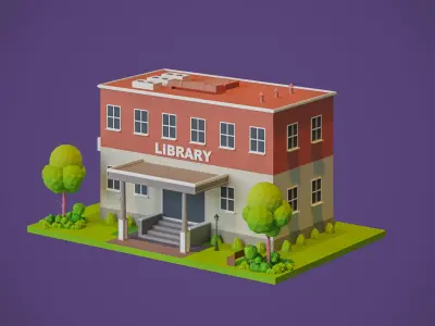 Library Building Low-poly 3D model