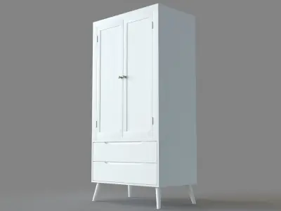 Corrine Modern 2-Drawer Double-Door Bedroom Armoire White 3D model