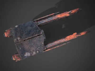 Sci-fi close combat gun turret  Low-poly 3D model