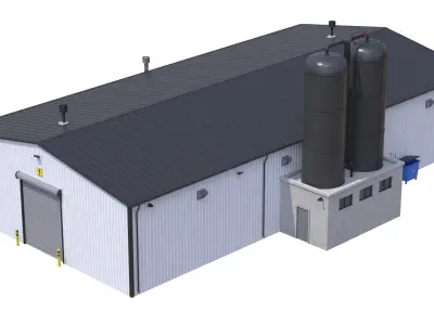 4 Industrial Buildings Collection 3D Model Pack