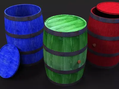 Wooden barrel Free 3D model