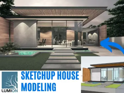 Exercise File for Sketchup House Design 13X30 m Free 3D model