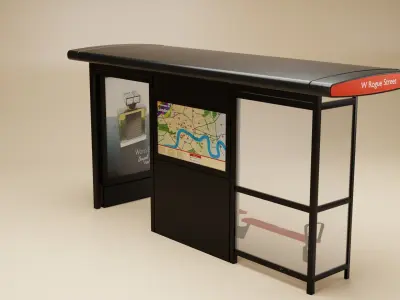 London City Bus Stop Shelter 3D model
