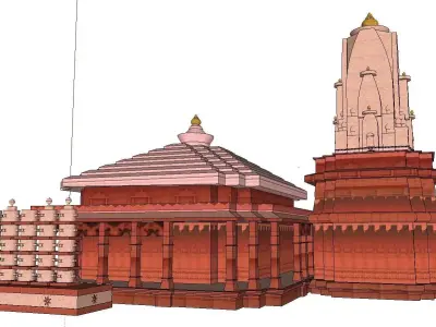 Architecture-Religion-God-Culture-Temple-0260 indian temple w... 3D model