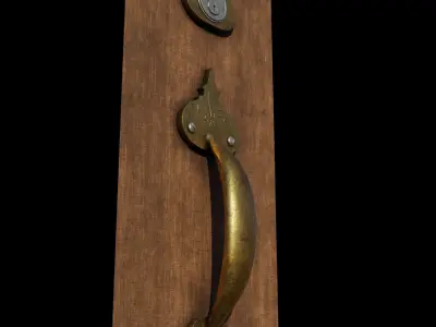 Door Handle 3 - Brass and Steel Materials 3D model