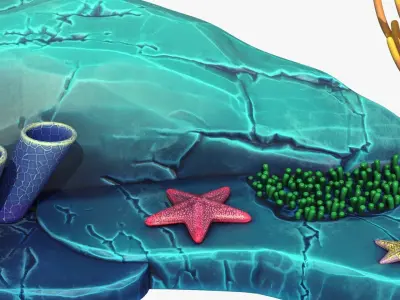 Cartoon Coral Reef v2 Low-poly 3D model