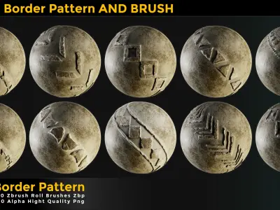 60 Modern Border Pattern til  Tileable ZBrush  Zbp vol 01 Texture