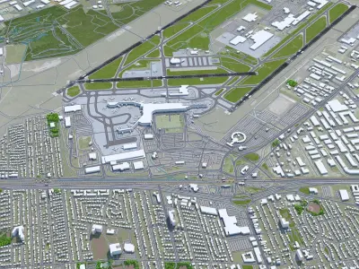 Montreal Pierre Elliott Trudeau Airport 10km Low-poly 3D model