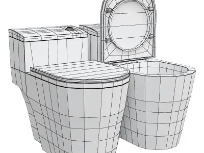 Dual-flush Elongated One-piece Toilet 3D model