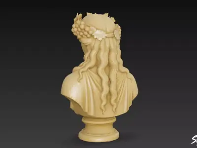 Greek God Dionysus Bust Low-poly 3D model