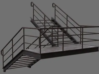 Stair 1C Low-poly 3D model