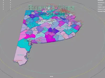 Buenos Aires  Argentina map region geography political 3D model