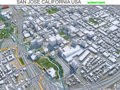 San Jose Downtown California USA Low-poly 3D model