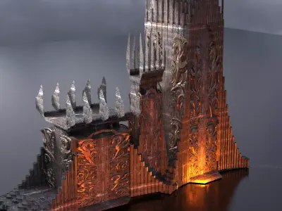 Norse Gods Engraved Dark Tower bridge 3 models 3D model